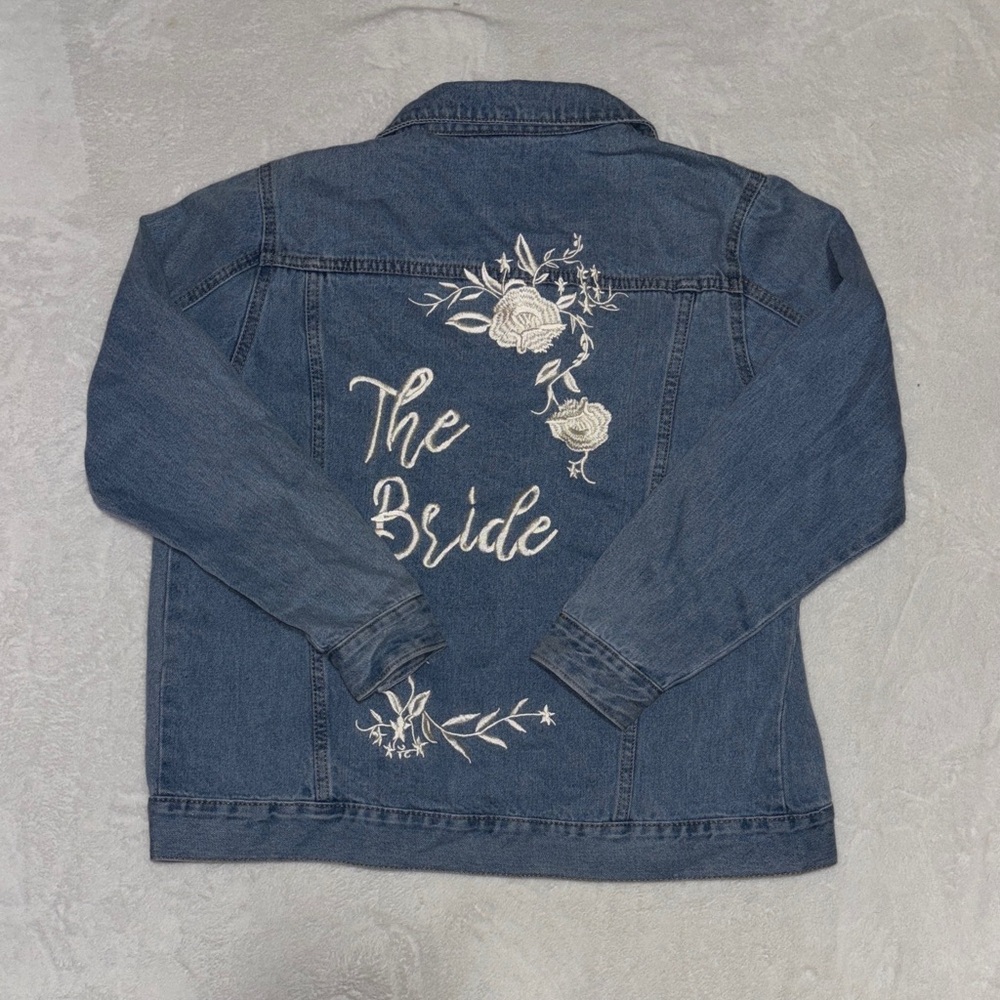 BRIDE Embroidered Denim Jacket with Floral Design